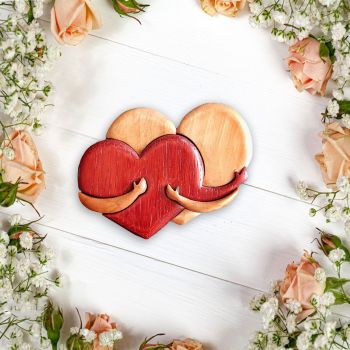 Wooden Heart Decorative Ornament Heart Shaped Craft Pendant Gift For Mother's Day Valentine's Day
