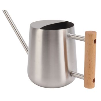 Watering Can 900ml Stainless Steel Long Spout Wooden Handle Elegant Flower Watering Pot for Garden Family Outdoor Silver Color