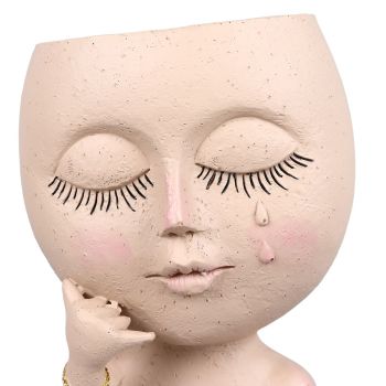 Face Planter Pots Resin Home Head Planter Face Flower Pot Head Planter for Indoor Outdoor Plants with Drainage Hole