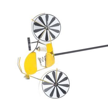 Motorcycle Wind Spinners Motorcycle Garden Spinner Vintage Style Stake Decoration Rustic Yellow