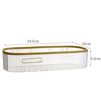 Wall Mounted Storage Rack Punch Free Shower Caddy Shelf Bathroom No Drilling Storage Rack for Household Long Strip ‑ Transparent