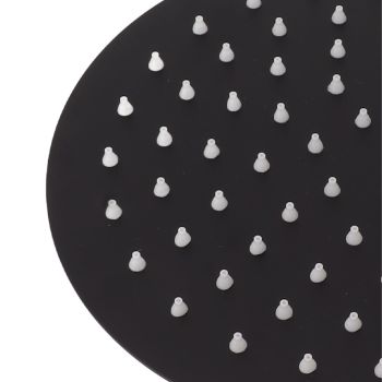 Ultra Thin Rainfall Shower Head Rain Waterfall Stainless Steel Fixed Showerhead Round Black 8in