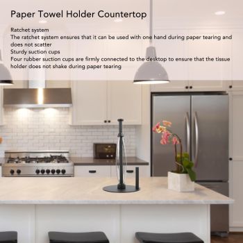 Paper Towel Holder Countertop Stainless Steel Black Perfect Tear Paper Towel Roll Holders for Bathroom Kitchen