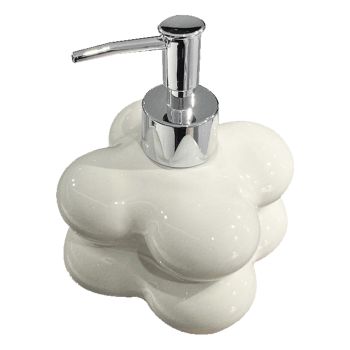 Cloud Press Pump Bottle Ceramic Reusable Decoration Refillable Cloud Shape Dispenser Bottle for Bathroom Milky White