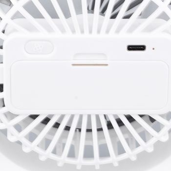 Desktop Mini Fan 1200mAh USB Rechargeable White 3 Speed 360 Degree Rotation Small Table Fan for Travel Camping Home