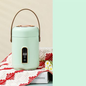 Mini Rice Cooker Efficient Heating Insulated Portable Multifunction Soup Porridge Stewpot for Home Office Dorm Green