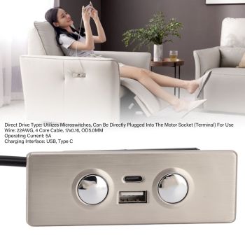 5 Pin Lift Chair Power Recliner Hand Control Electric Sofa Remote Hand Control USB Type C Charging Port