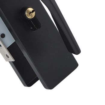 Bedroom Lock Set Household Interior Room Bathroom Silent Aluminium Alloy with Solid Wood Handle Black