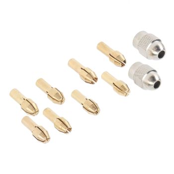 10PCS Drill Chuck Collet Set Brass Electric Drill Keyless Bit Collet Chuck Fast Change Adapter Tool for Replacement