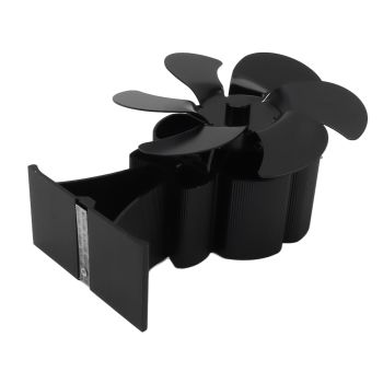 Black 6 Blade Heat Powered Stove Fan Thermodynamically Driven Fireplace Fan for Heat Dissipation