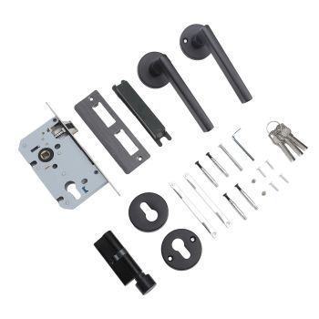 House Door Handle Lock Aluminum Black Antioxidant Coating Shock Resistance Door Lever for Bedroom Home Room
