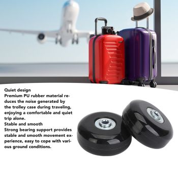 2Pcs Luggage Suitcase Replacement Wheels Universal Rubber Swivel Caster Wheels Bearings Repair Kits with Installation Tool 56x24mm / 2.2x0.9in