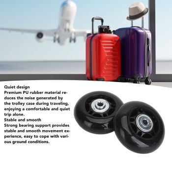 2Pcs Luggage Suitcase Replacement Wheels Universal Rubber Swivel Caster Wheels Bearings Repair Kits with Installation Tool 64x24mm / 2.5x0.9in