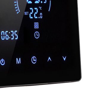 3A Smart Thermostat Intelligent Touch Color Screen LCD Display Thermostat Water Heating Boiler for Home Office Shopping Mall Store Black WiFi Model