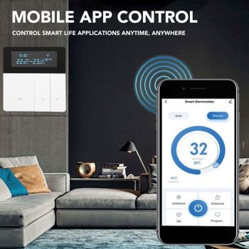 16A Smart Color Thermostat Programmable Smart Electric Heating Thermostat for Home Offices Shopping Malls Hotels AC 90V‑240V White WiFi Style