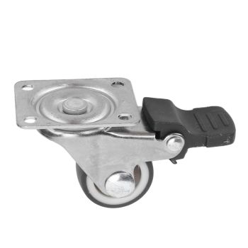 4Pcs Small Caster Wheels 1in Diameter Steel Rubber Rotating Locking Brake Plate Casters with 16 Screws for Furniture