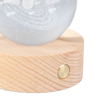 6cm 3D Crystal Ball Luminous Clear Sculpture Round Astronomy Ball Miniature Sculpture Ball Night Light Solar System Crystal Ball