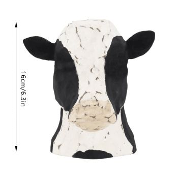 Cow Head Wearing Glasses Statues Wooden Decorative Cow Eyeglasses Display Stand Holder for Desktop Office