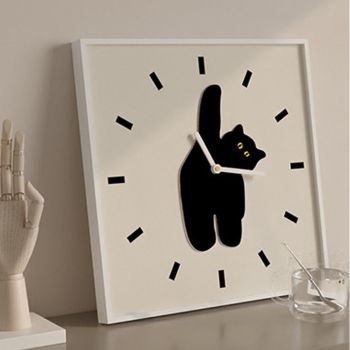 Wall Clock Innovative Nordic Style Cute Cat Pattern Silent Prevents Ticking Living Room Wall Clock for Kitchen Bedroom 30x30cm / 11.8x11.8in