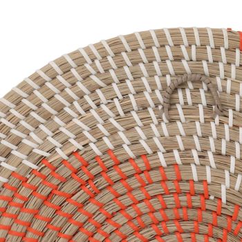 40CM Woven Wall Basket Decor Handmade Seagrass Versatile Bowl Insulation Hook Design Hanging Wall Decor for Living Room
