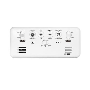 LED Alarm Electric Clock Multifunctional Exquisite Mirrored Surface Silent Bedside Clock for Home Bedroom Office Decor White