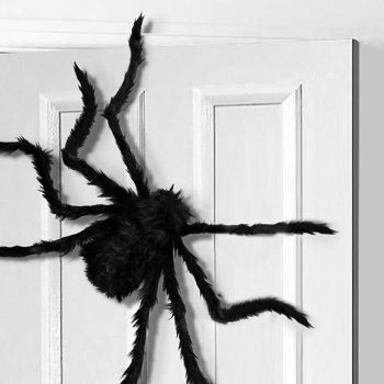 Giant Fake Spider Lifelike Halloween Posable Black Soft Hairy Fake Spiders Scary Decorations for Yard Home 125cm