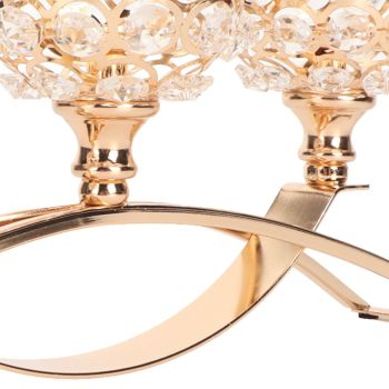 Crystal Candle Holder 3 Heads Windproof European Style Stable Durable Gold Candle Holder for Wedding Party New Year