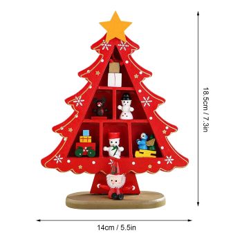 Tabletop Wooden Christmas Tree Exquisite Mini Conveniently Placed Desktop Christmas Tree Decor for Shopping Mall Hotel Christmas Decoration Red