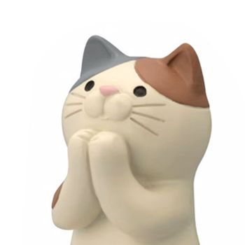 Cat Ornament Multifunctional Phone Tablet Glasses Pen Holder Desk Decoration for Home Clasp Hands Tri Colored Cat