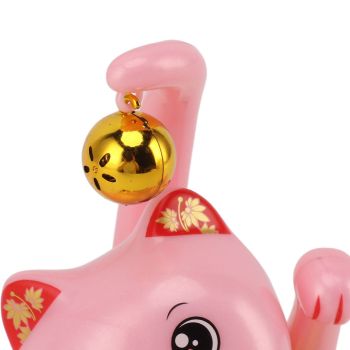 Arm Waving Fortune Cat Solar Powered Light Induction Lucky Cat Decoration for Desks Windows Car Dashboards Pink Large