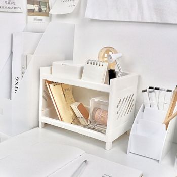 Desktop Storage Shelf Multifunctional Practical Durable Desktop Organizer for Bedroom White
