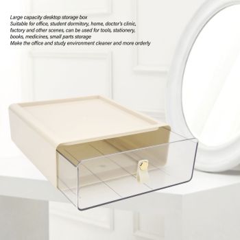 Clear Drawer Storage Box Large Capacity Desktop Drawer Storage Container Organizer for Office Cream Color