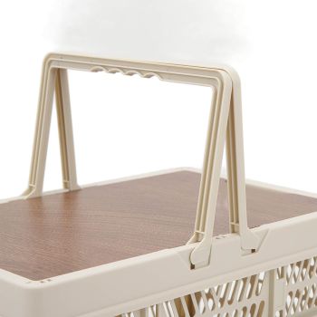 Camping Picnic Basket Foldable Large Capacity Multifunction Handheld Camping Storage Basket Camping Storage Box Grey White M