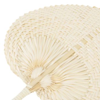 2 Pcs Handheld Leaf Braided Fan Handmade Bamboo Straw Chinese Craft Fan for Decoration