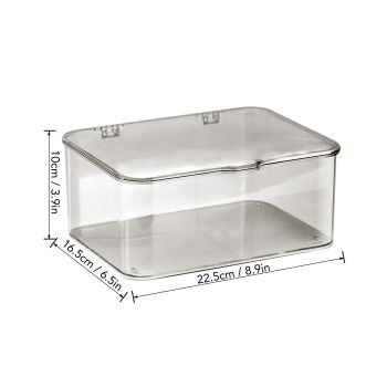 Desk Storage Box Plastic Large Capacity Dustproof Multi Functional Phone Case Storage Holder with Lid Light Gray