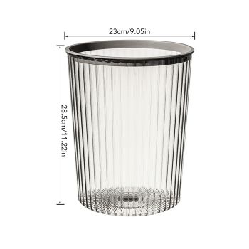 Transparent Garbage Bin with Top Ring Easy Attached Lid Free Large Capacity Trash Bin Can for Household Gray