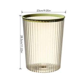 Transparent Garbage Bin with Top Ring Easy Attached Lid Free Large Capacity Trash Bin Can for Household Green