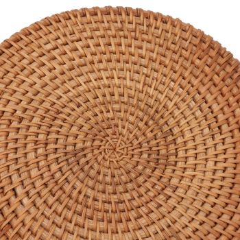 Handwoven Round Rattan Bag Tropical Beach Style Woven Shoulder Rattan Bag with Leather Strap 20cm Diameter Plain Colour Leather Buckle with Lining