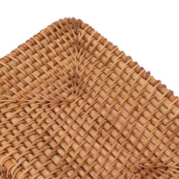 Rectangular Rattan Tissue Box Cover Rattan Woven Tissue Box Holder for Bathroom Organizer Countertop Bedroom Living Room Car Office Short Style
