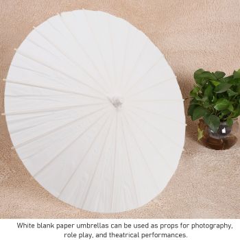 Kids Paper Parasol Bamboo and Paper Chinese Style Elegant White DIY Paper Umbrellas for Decoration 58cm/22.8in