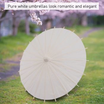 Kids Paper Parasol Bamboo and Paper Chinese Style Elegant White DIY Paper Umbrellas for Decoration 28cm/11in