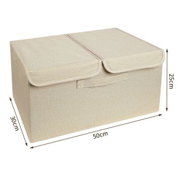 Underwear Socks Storage Organizer with Double Lid Foldable Thick Sock Underwear Storage Case for Socks Bras Ties Towels Khaki