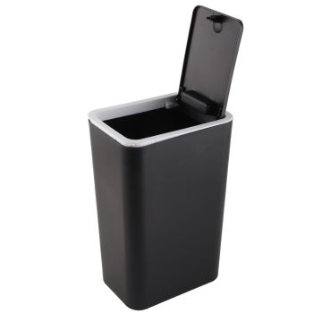 Household Garbage Cans Sealed Large Capacity Odorless With Press Top Plastic Trash Bin For Home Kitchen Living Room Bathroom Black