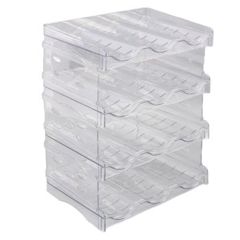 Transparent Water Bottle Organizer 4 Pack Stackable Plastic Water Bottle Cup Holder Detachable Kitchen Pantry Organization Storage Shelf for Cabinet