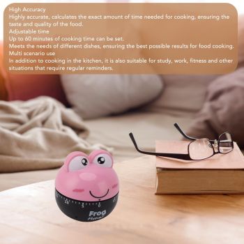Cartoon Machinery Timer High Accuracy Adjustable 60 Minutes Mechanical Kitchen Cooking Timer for Kitchen Study Pink