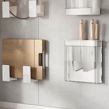 Knife Holder for Wall Knife Organizer Drill Free Wall Mounted Knife Block Holder Detachable Storage Stand White