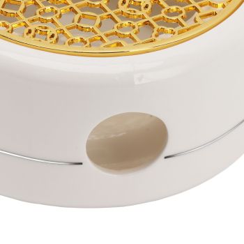 Ceramic Tea Pot Warmer with 11.8cm Gold Gasket Circular Concave Tea Kettle Heating Base for Home Kitchen Countertops