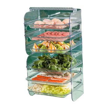 Multi Layer Food Tray Multifunctional Strong Capacity Durable Vegetable Fruit Preparation Plate 6 Layer White