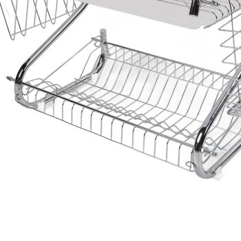Dish Rack 2 Tier Bowl Dish Drainer Neat Organization Rust Prevention Kitchen Drying Rack Water Cup Style