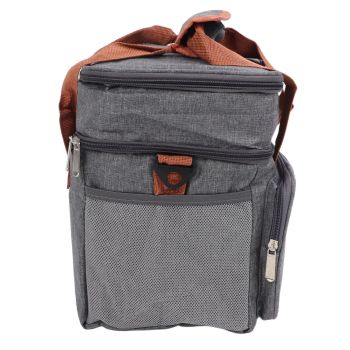 Lunch Bag 2 Deck Messenger Large Capacity Waterproof Leakage Proof 2 Way Zipper Insulated Lunch Box for Picnic Camp Office Grey